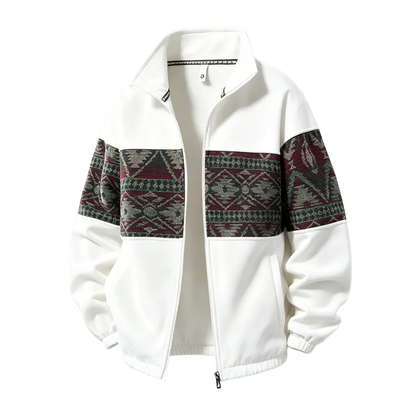 Men's Ethnic Pattern Full-Zip Fleece-Lined Long-Sleeve Jacket