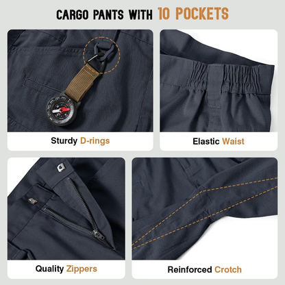 Men's Tactical Work Pants Multi-Pocket Water Resistant Cargo Pants Ripstop Hiking Military Construction Outdoor Pants 10 Pockets