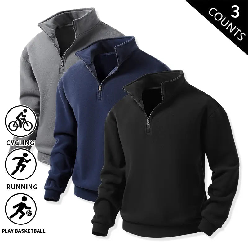 Men's Quarter-Zip Fleece Sweatshirts – Single or 3-Pack