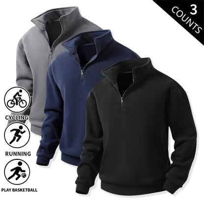 Men's Quarter-Zip Fleece Sweatshirts – Single or 3-Pack