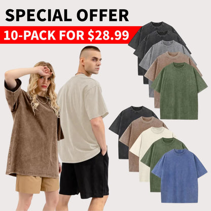 Men's Plus Size 100% Cotton Acid Wash Oversized Heavyweight Vintage T-Shirt