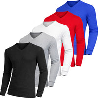 (V-Neck) Black-Heather Grey-White-Red-Royal