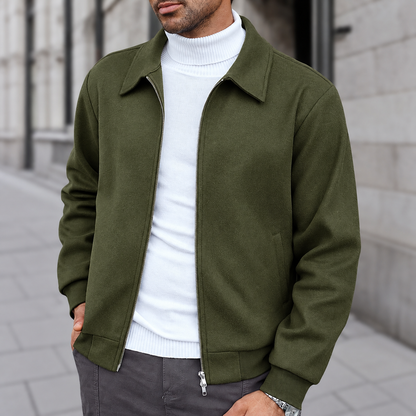 Men's Classic Collared Zip-Up Jacket – Casual Fall & Winter Outerwear