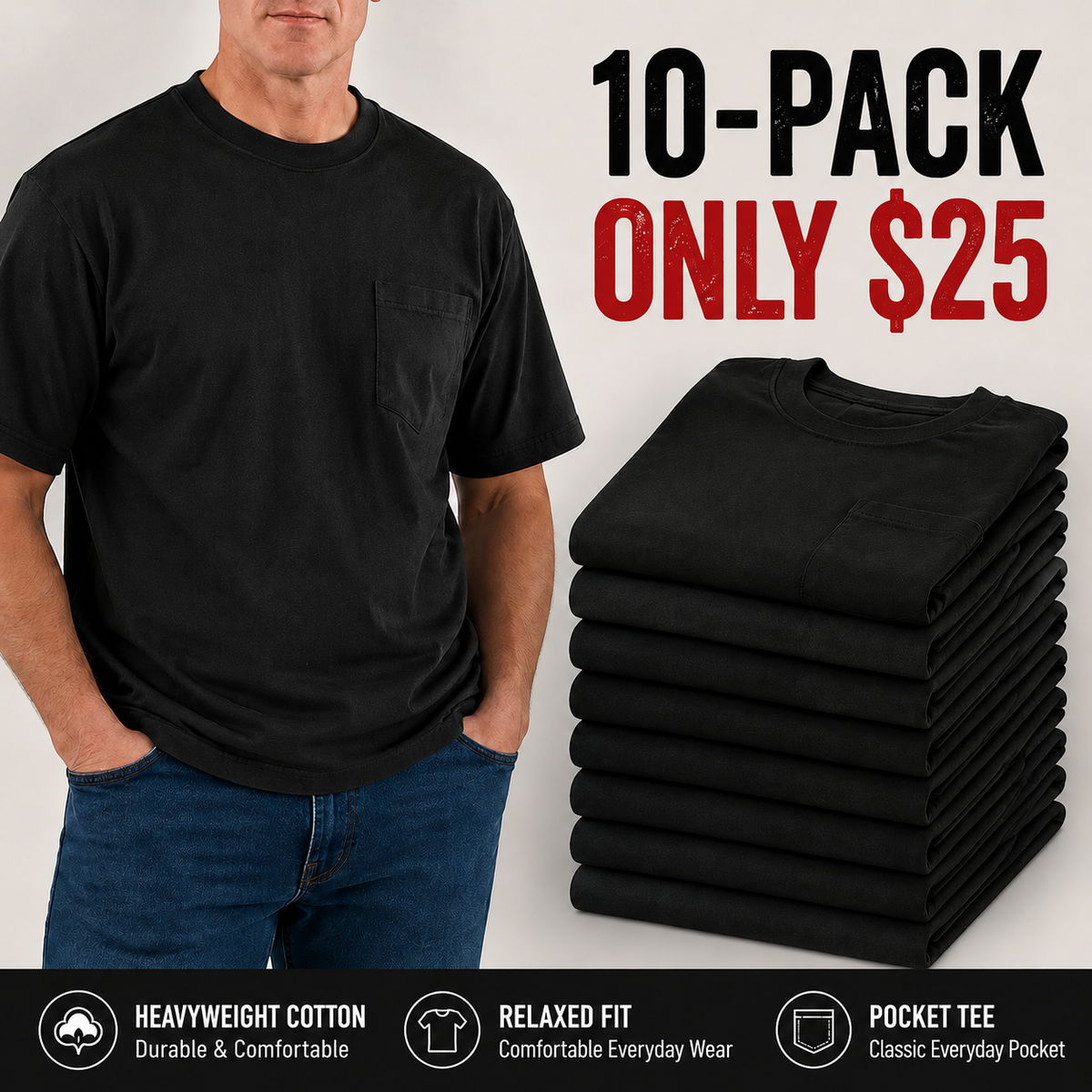 🔥Classic Heavyweight Pocket Work Tee – Relaxed Fit, Built for Everyday Work