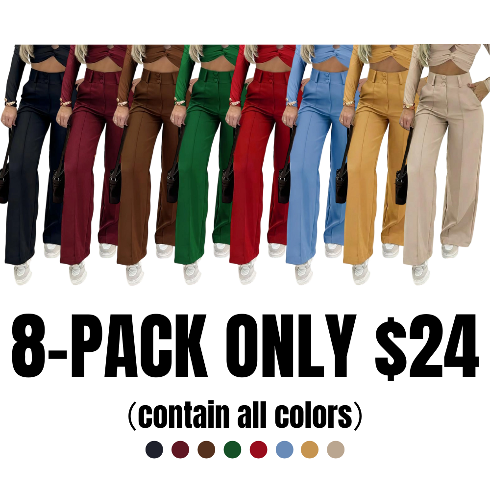 Women's Simple Wide-Leg Pants with Double Button Front, Versatile Commuter Essential Single Piece