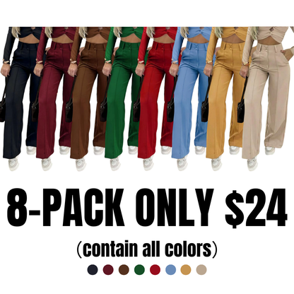 Women's Simple Wide-Leg Pants with Double Button Front, Versatile Commuter Essential Single Piece