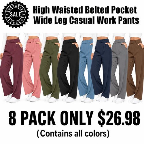 Fall Big Sale!High Waisted Side Pocket Straight Leg Work Pants