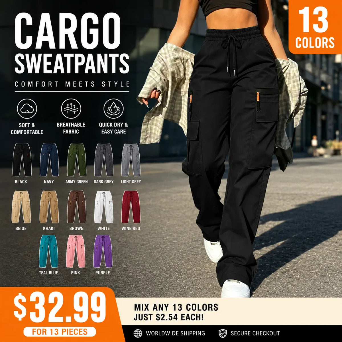 Women's Lightweight, Soft Summer Cargo Pants
