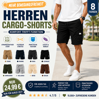 Herren‑Cargoshorts mit Taschen und Kordelzug