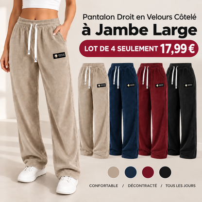 🏆  Einfarbige Damen-Cordhose mit geradem Bein