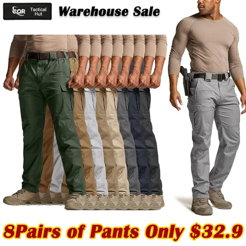 Men's Flex Stretch Tactical Pants, Water Resistant Ripstop Cargo Pants