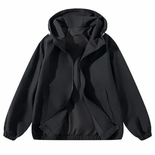 Unisex Vintage Washed Zip Up Hoodie – Retro Streetwear Casual Jacket