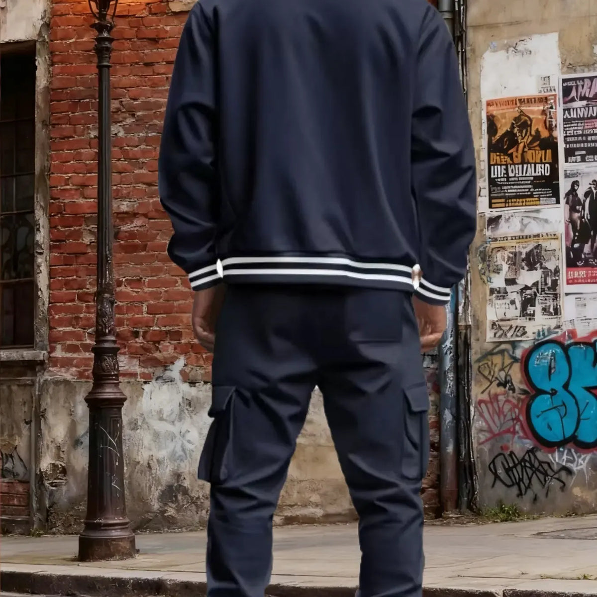 Men's Baseball Jacket and Cargo Pants Set