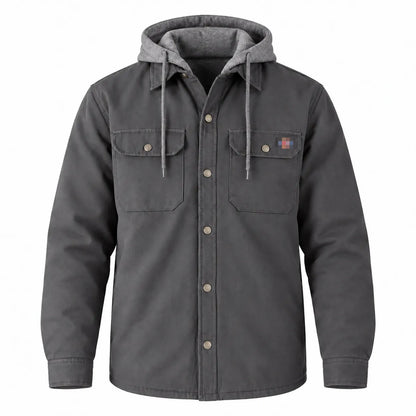 Water Repellent Duck Hooded Shirt Jacket for Men