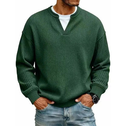 🍂Autumn Sale🍂Men's Minimalist Waffle-Knit Long-Sleeve T-Shirt
