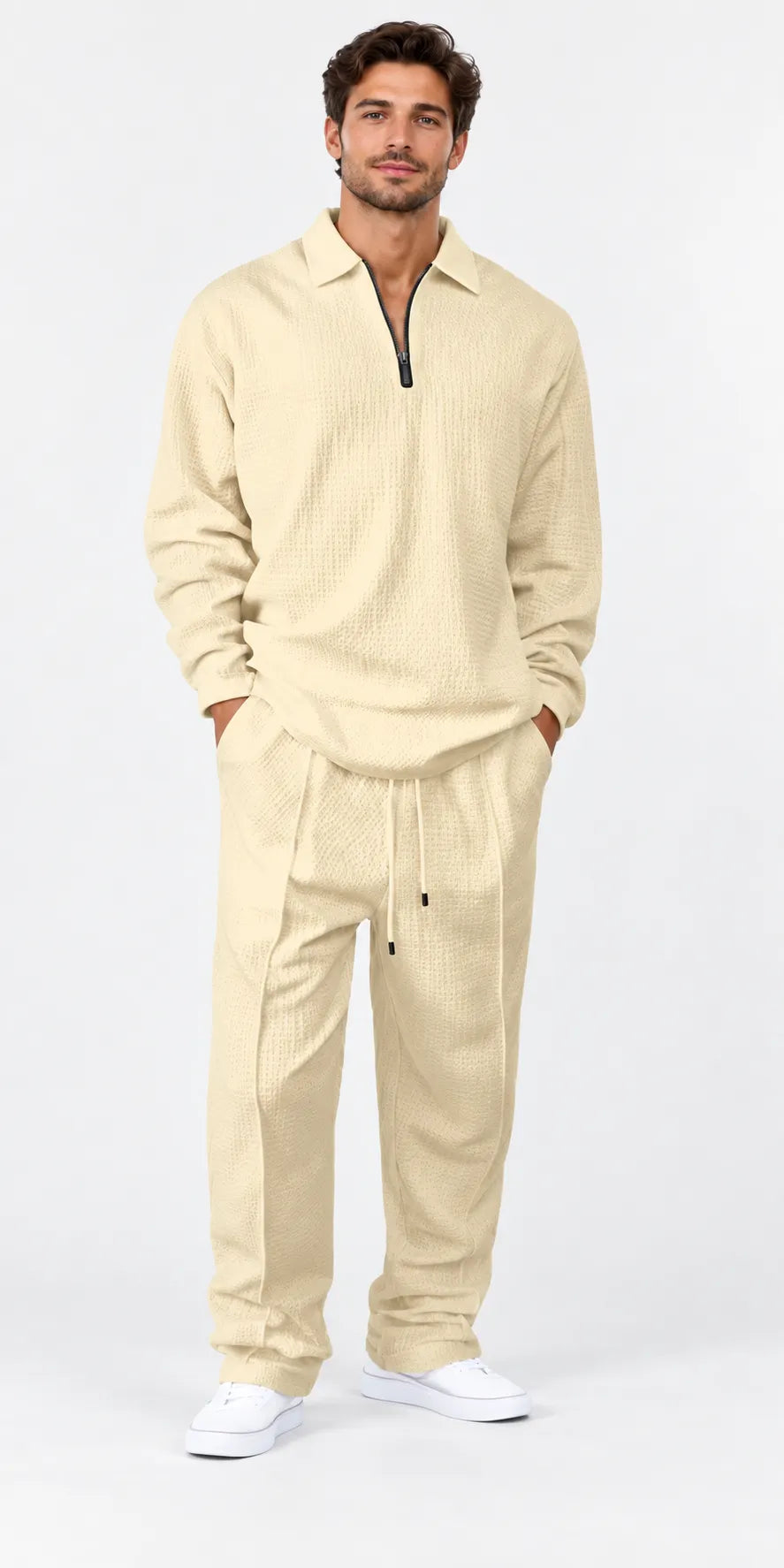 Men's basic casual sweatshirt and sweatpants two-piece set