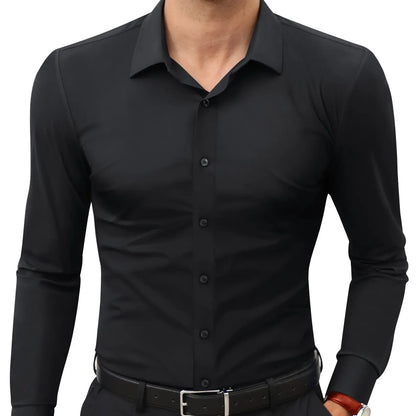 Men's Super Stretchy Dress Shirt Quick-Drying Breathable Anti-Wrinkle