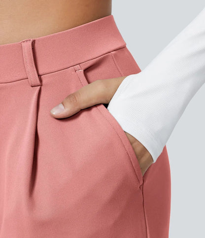 Fall Big Sale!High Waisted Side Pocket Straight Leg Work Pants