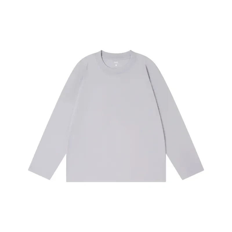 Unisex Retro 100% Pure Cotton Heavyweight Plant-Dyed Long Sleeve Crewneck T-Shirt