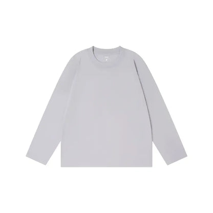 Unisex Retro 100% Pure Cotton Heavyweight Plant-Dyed Long Sleeve Crewneck T-Shirt