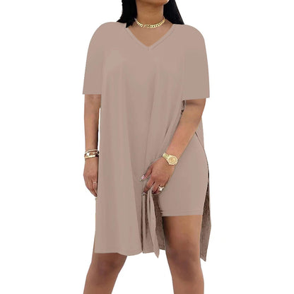 🔥 LAST DAY SALE – Women's Casual 2-Piece Outfit – Oversized Tunic & Biker Shorts