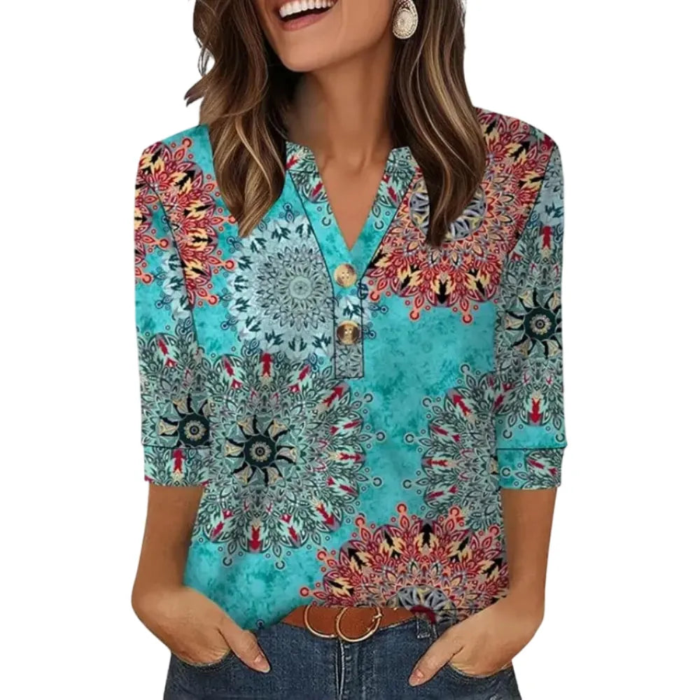 3/4 Length Sleeve Womens Tops Dressy Casual Blouses