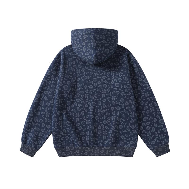 Unisex 100% Cotton Leopard Print Loose Fit Hoodie for Fall & Winter