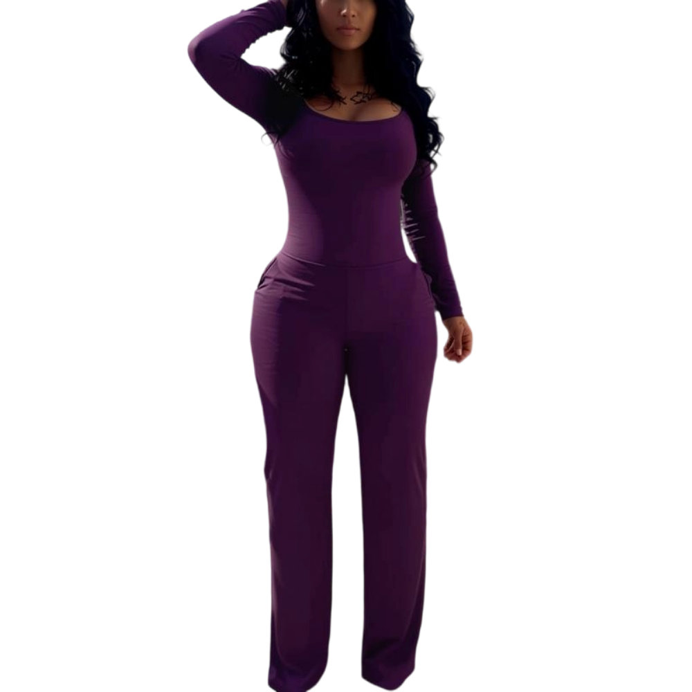 Women's Sexy Plain Long Sleeve Jumpsuit