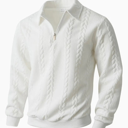 Men's Knitted Half-Zip Fitted Polo Neck Sweater