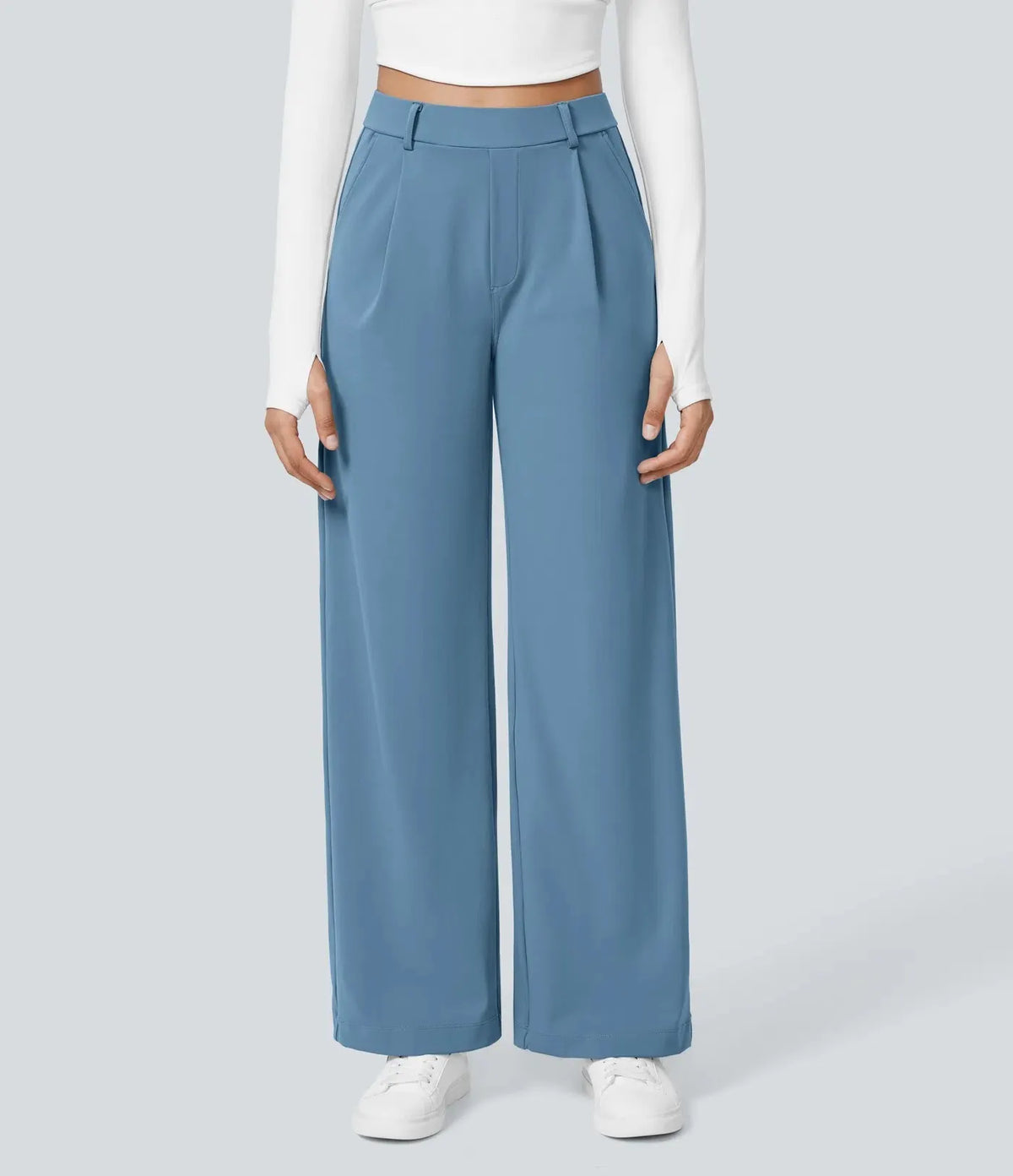 Fall Big Sale!High Waisted Side Pocket Straight Leg Work Pants