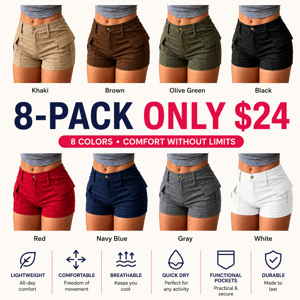 💕Women's Summer Casual Cargo Shorts💯