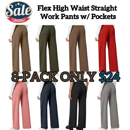 Flex High Waist Pleated Work Pants