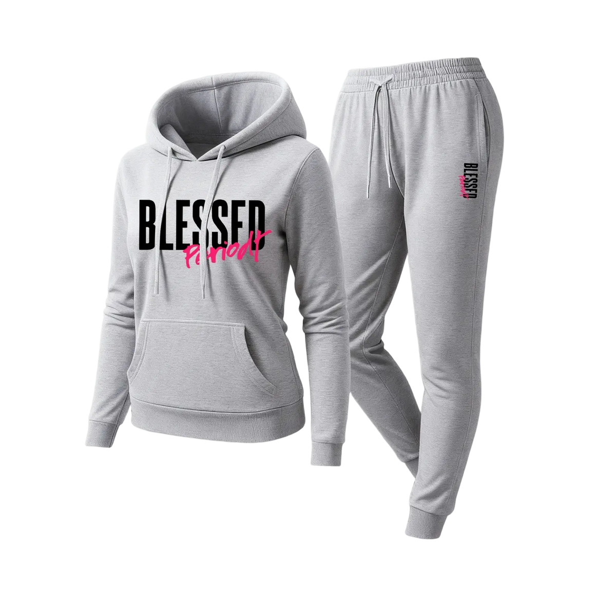 Women's Blessed Graphic Hoodie & Jogger Set – Cozy 2-Piece Casual Tracksuit