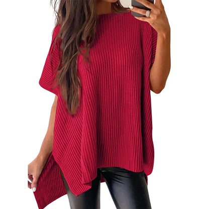 🔥Hot Sale💥 - Women's Round Neck Batwing Short Sleeve Loose Knit Top