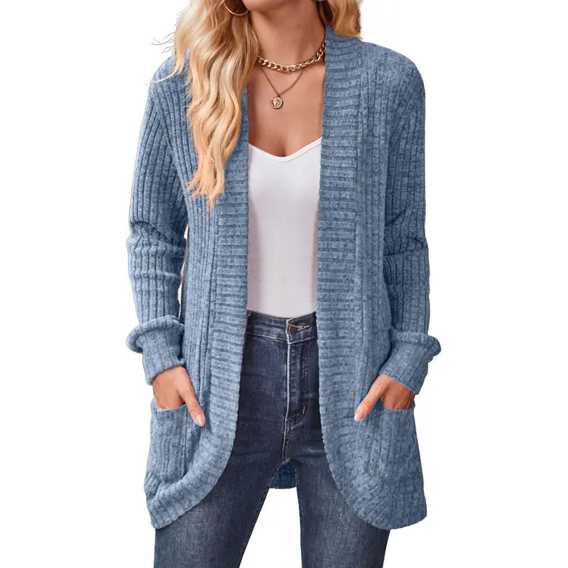 Cardigan Sweaters for Women 2026 Fall Open Front Long Sleeve Loose Lightweight Knit Sweater Coat with Pockets Springfresh