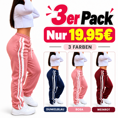 Damen Trackpants mit Doppelstreifen – Lockerer Schnitt & Kordelzug