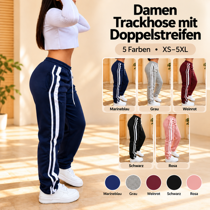 Damen Trackpants mit Doppelstreifen – Lockerer Schnitt & Kordelzug