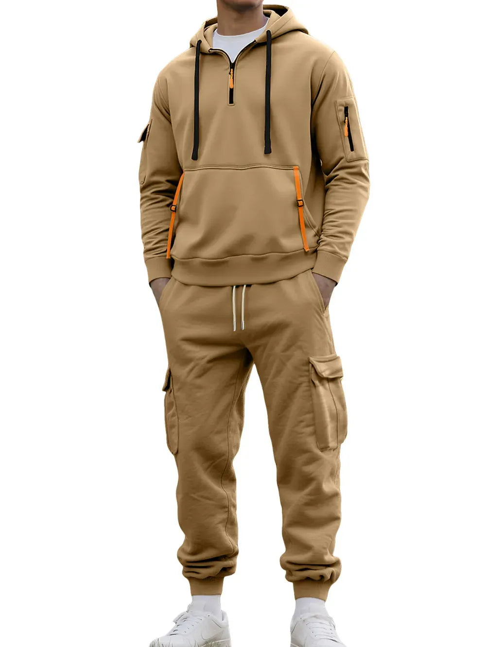 Men's autumn&winter hooded fashion sweatshirt with multiple pockets