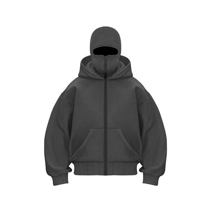 Men's Balaclava Hoodie with Built-In Zip