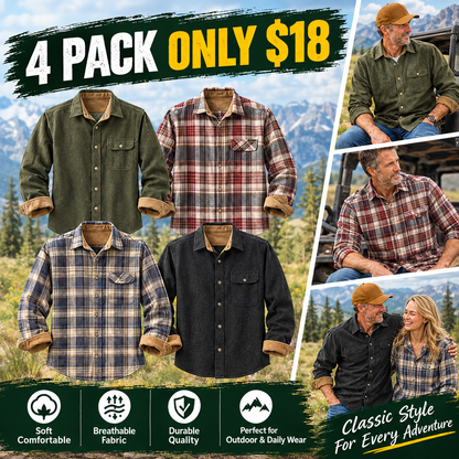 Mens Flannel Long Sleeve Button Down 100% Cotton Shirt
