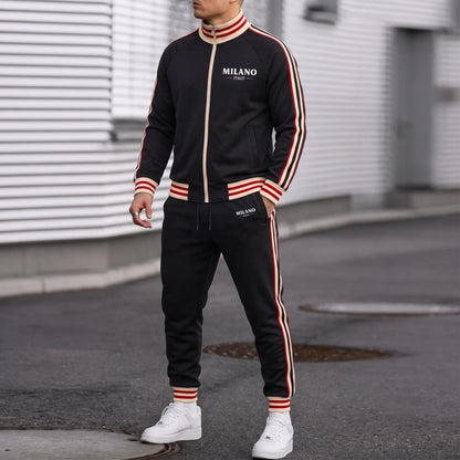 Men’s Retro Milano Two-Piece Tracksuit Navy/Black/Green/Blue Zip Jacket