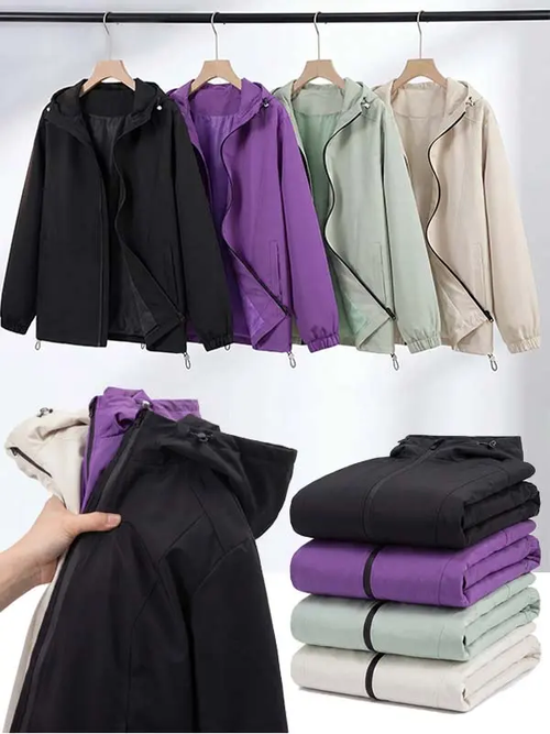 Men's Windproof Waterproof Hooded Jacket – Loose-Fit Outdoor Long-Sleeve Top