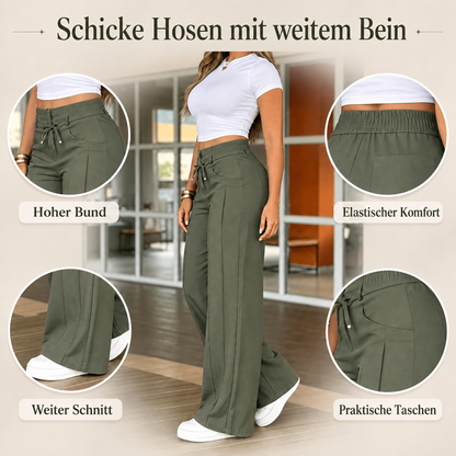 🔥Damenhose mit hoher Taille und geradem Bein – Vordernaht & elastischer Bund hinten – Vielseitig, bequem & perfekt fürs Büro oder die Freizeit