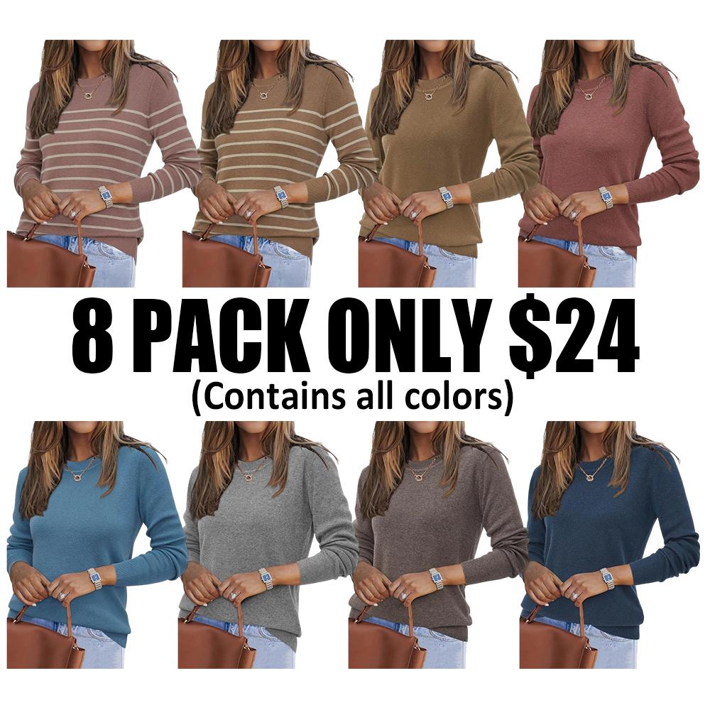 Women‘s Spring Fashion Wool Blend Sweater 2026 Long Sleeve Crew Neck Business Casual Pullover Tops Trendy Outfits