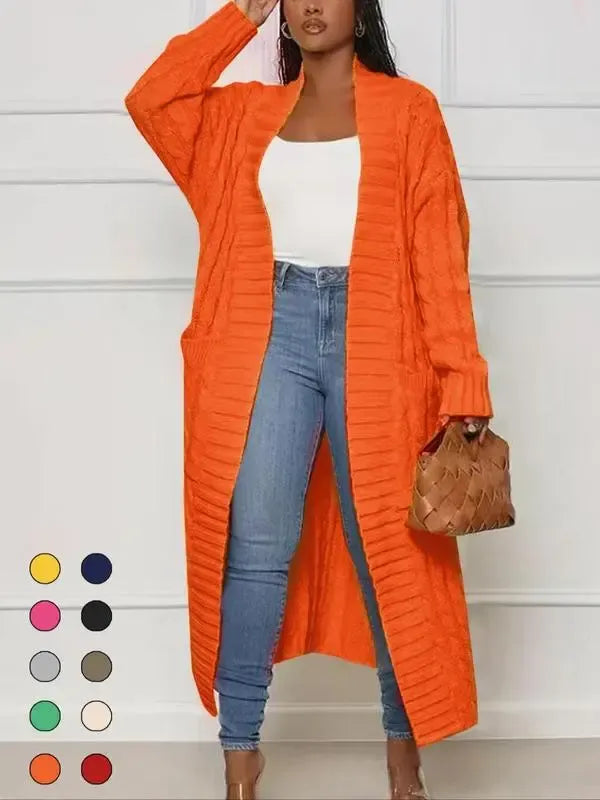 Women's Long Cardigan 2026 Oversized Coat Long Sleeve Open Cardigan Knitted Extra