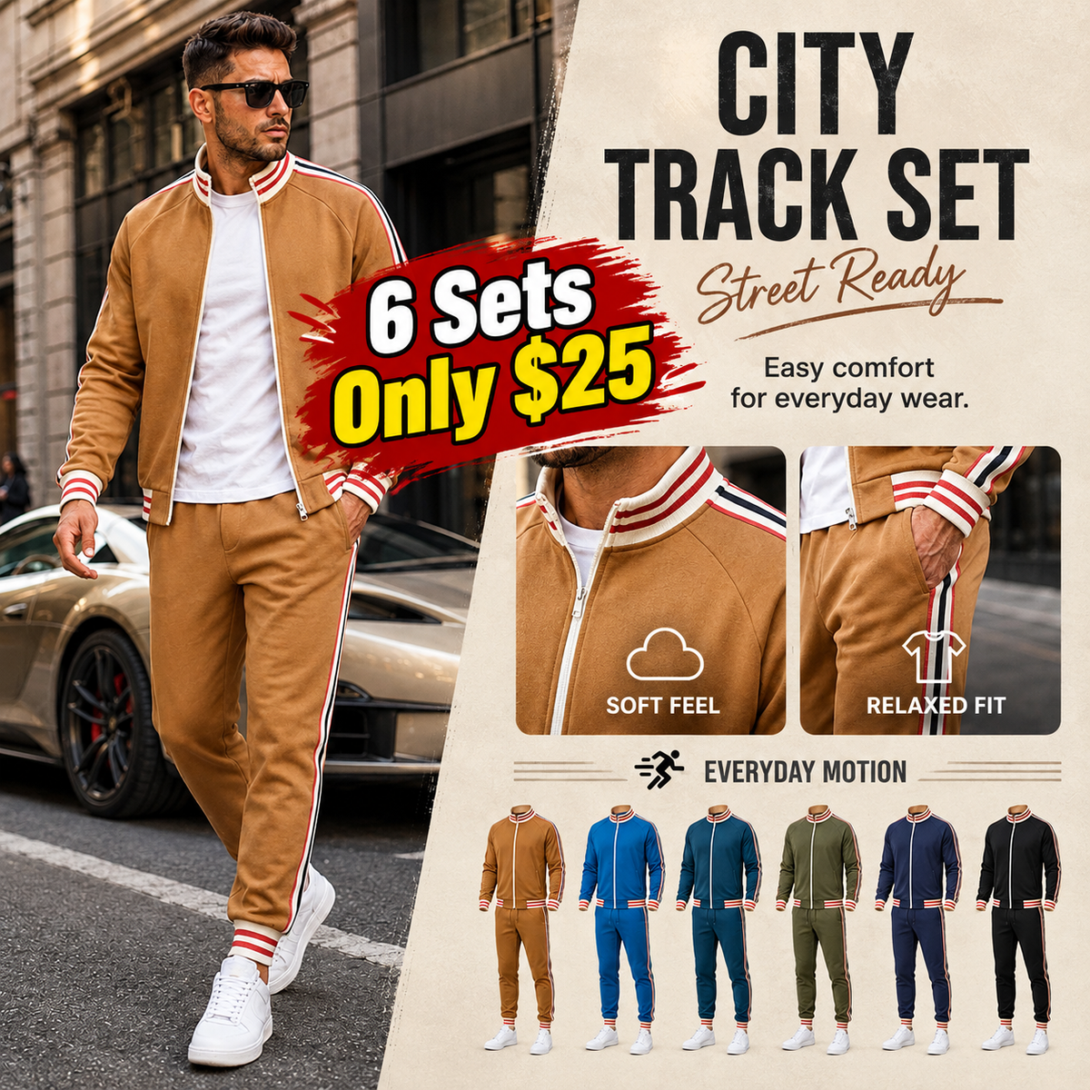 Men’s Retro Milano Two-Piece Tracksuit Navy/Black/Green/Blue Zip Jacket