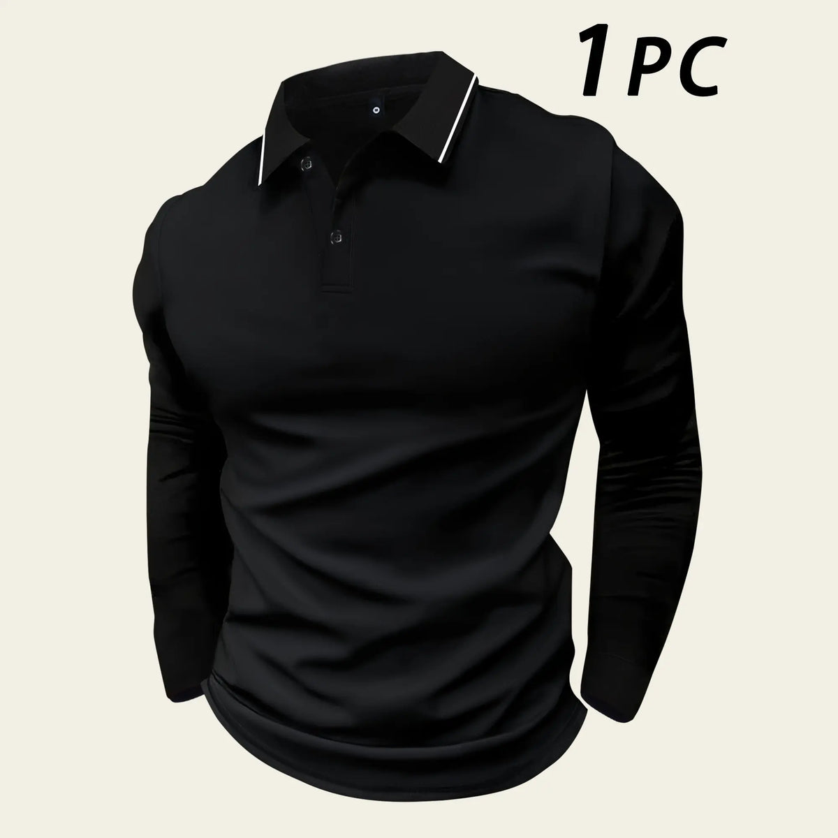 2-Pack Men's Long-Sleeved Lapel Polo Shirts
