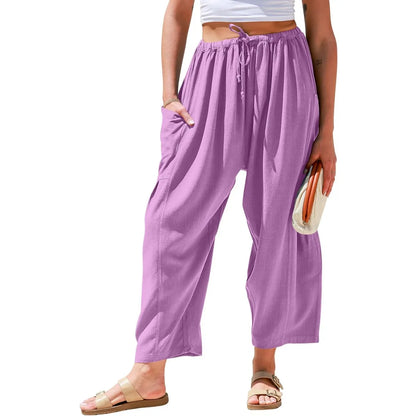 Womens Linen Wide Leg Pants