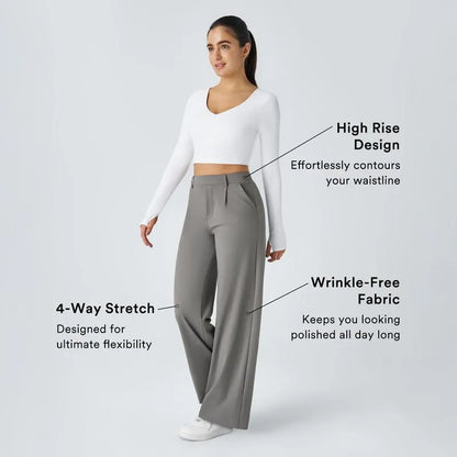 Flex High Waist Pleated Work Pants