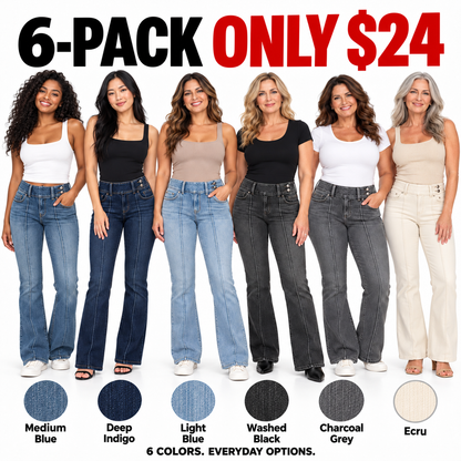 6-PACK ONLY $24---- Everyday Stretch Flare Jeans